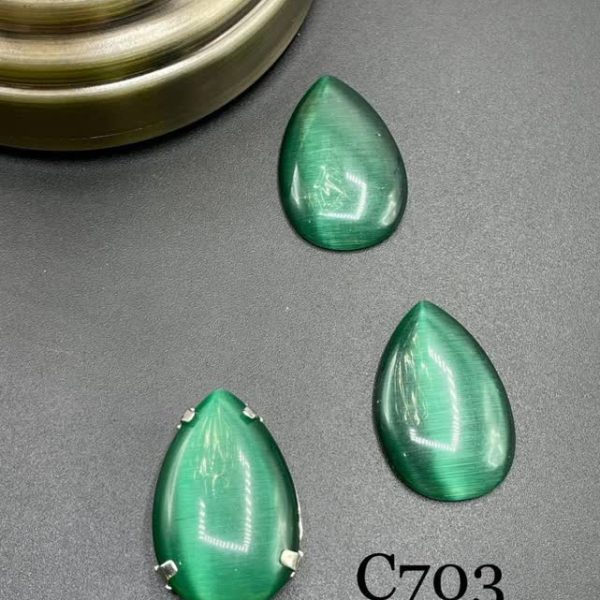 نگین اشک چشم گربه ای 20*30 سبز زمردی c703