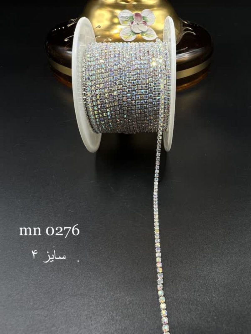 نگین متری سایز 4 کد 276 سفید 7 رنگ پایه همرنگ کد:  0276 - Image 1
