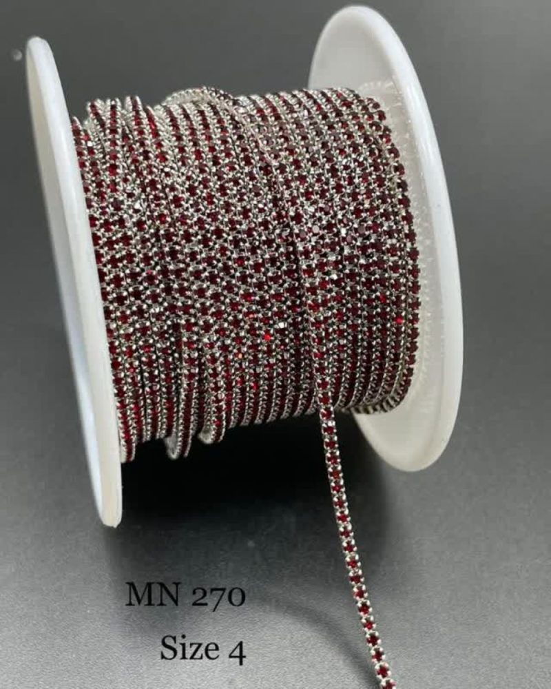 نگین متری سایز 6 کد: 0270 زرشکی پایه نقره ای - Image 1