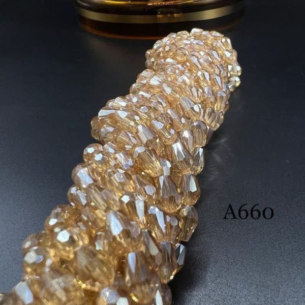 کریستال دو طرف سوراخ سایز 5*7 طلایی شیشه ای کد: A660