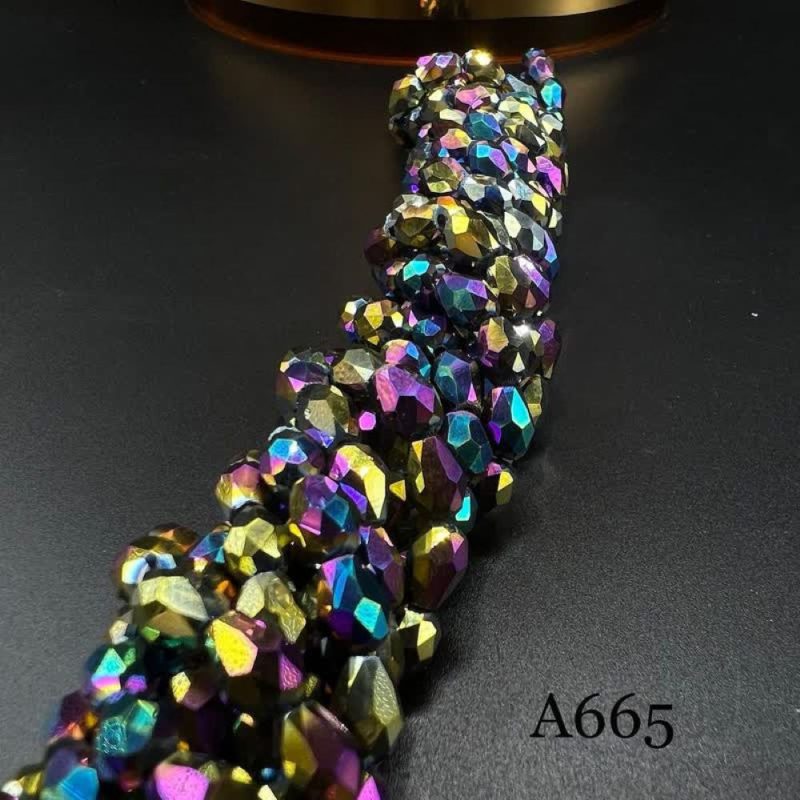 کریستال دو طرف سوراخ سایز ۵*۷ هفت رنگ متالیک کد: A665 - Image 1