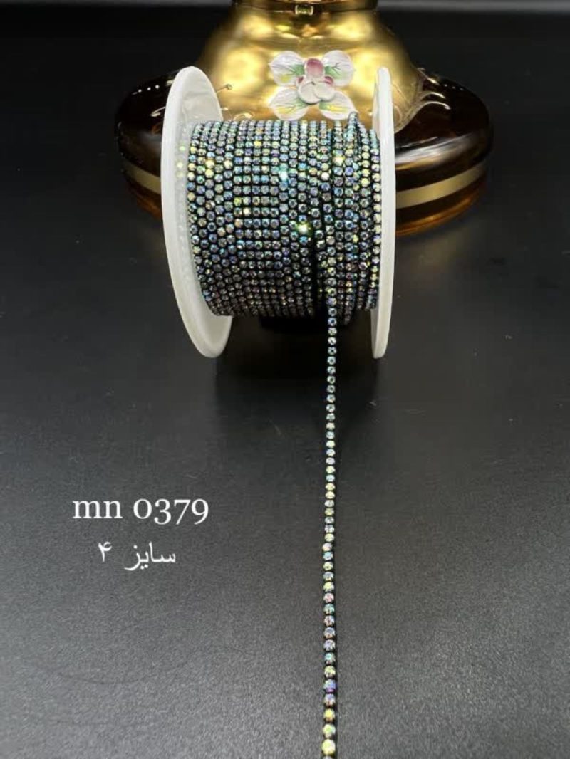 نگین متری سایز ۴ هفت رنگ پایه سبز زمردی کد: mn0379 - Image 1