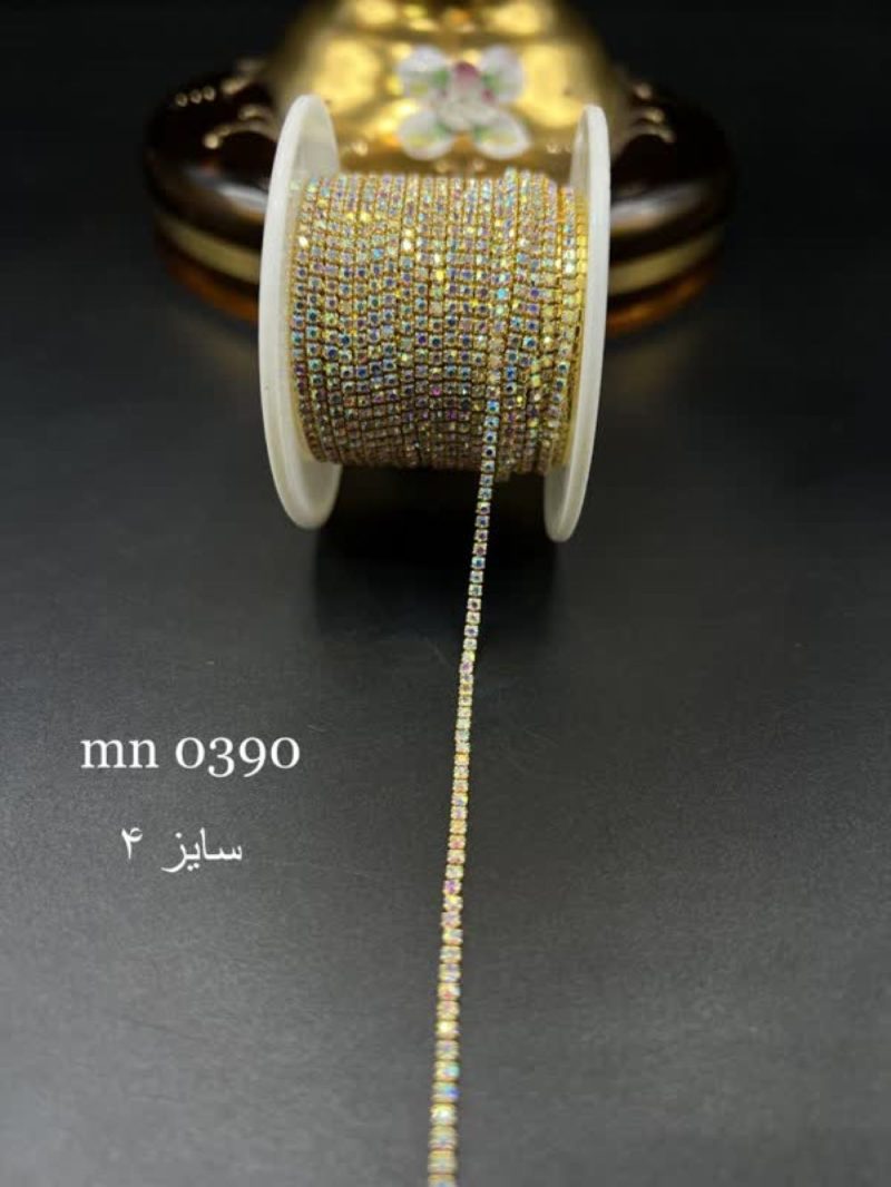 نگین متری سایز ۴ هفت رنگ پایه طلایی کد : mn0390 - Image 1