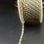 نگین متریzirconباگت سایز۵*۲/۵نقره ای پایه طلایی افقی mn0434