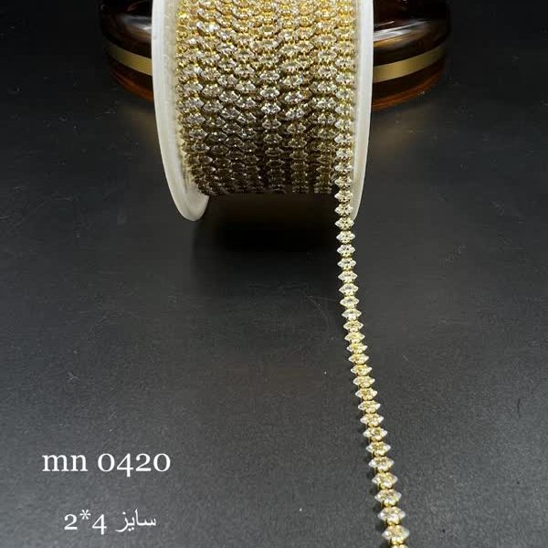 نگین متریzirconمارکیز سایز۴*۲نقره ای پایه طلاییmn0420